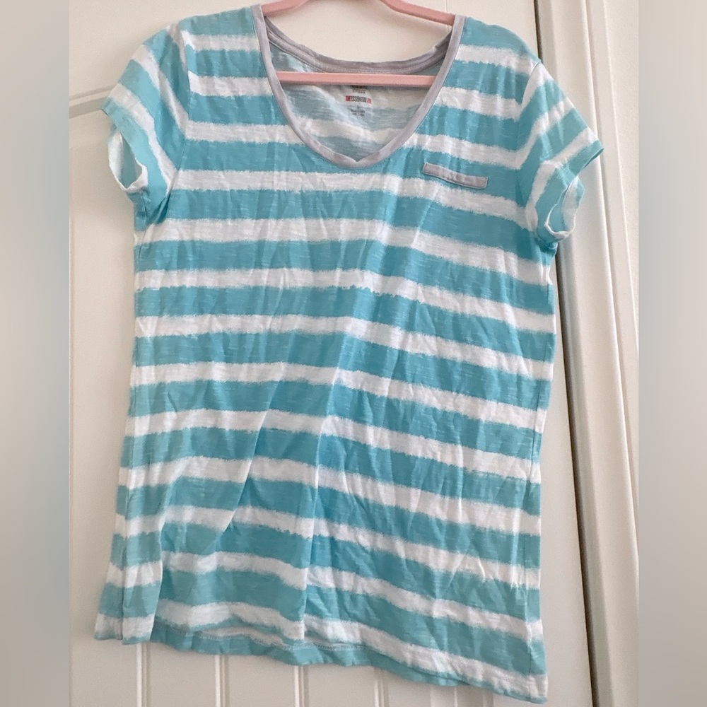 Style&Co Sport Striped Blue and White Shirt